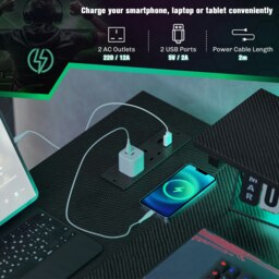 Rackhams L Shaped Desk with LED Lights Reversible Corner Gaming Desk with Storage - thumbnail 5