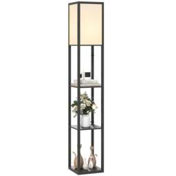 Rackhams Floor Lamp with 3-Tier Storage Shelf for Home Office - Black - Bulb not included - MDF, Acrylic - thumbnail 3