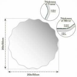 Rackhams deAO Irregular Wavy-Edge Bathroom Mirror Modern Decorative Wall Mirror for Vanity, Bedroom & Living Spaces (White Frame) - thumbnail 2