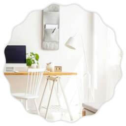 Rackhams deAO Irregular Wavy-Edge Bathroom Mirror Modern Decorative Wall Mirror for Vanity, Bedroom & Living Spaces (White Frame)
