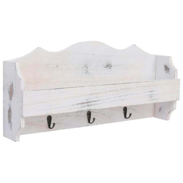 Rackhams Wall Mounted Coat Rack White 50x10x23 cm Wood