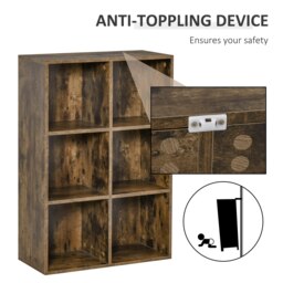 Rackhams Cubic Cabinet Bookcase Storage Shelves for Home Office, Rustic Brown - thumbnail 4