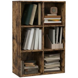 Rackhams Cubic Cabinet Bookcase Storage Shelves for Home Office, Rustic Brown - thumbnail 3