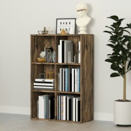 Rackhams Cubic Cabinet Bookcase Storage Shelves for Home Office, Rustic Brown - thumbnail 2