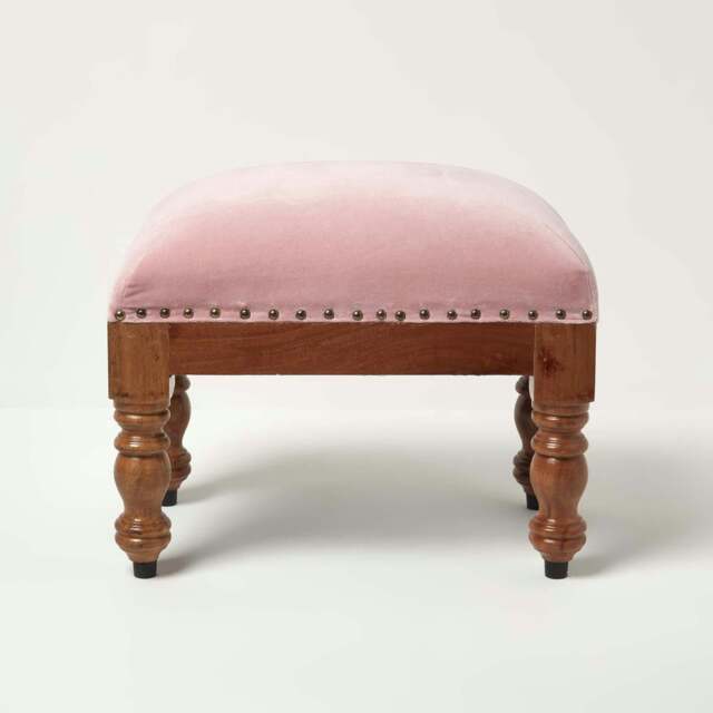 Rackhams Mable Velvet Square & Rectangular Footstool - Pink - 50 x 30 cm - image 1