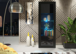 Rackhams 170cm Modern Display Cabinet – Black Gloss Doors with LED - thumbnail 6