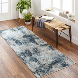 Rackhams Jolie-Abstract Blue Grey Beige Black Modern Marble Rug - 160 x 220 cm - thumbnail 6