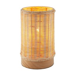 Rackhams Traditional Natural Woven Rattan Table Lamp with Rubber Wood Base - thumbnail 1