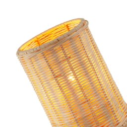 Rackhams Traditional Natural Woven Rattan Table Lamp with Rubber Wood Base - thumbnail 4