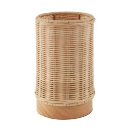 Rackhams Traditional Natural Woven Rattan Table Lamp with Rubber Wood Base - thumbnail 2