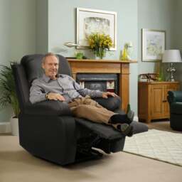 Rackhams Milan Reclining Luxury Faux Leather Sofa Set - Indulge in the Ultimate Comfort and Style for Your Living Room - Black - Chair only