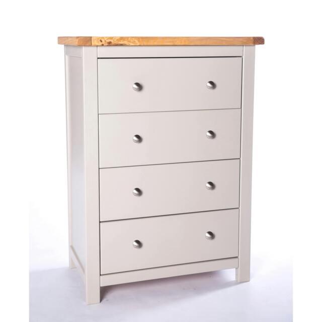 Rackhams Argenta 4 Drawer Chest of Drawers Chrome Knob - Light Grey - image 1