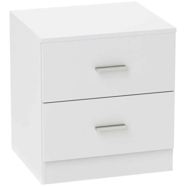 Rackhams Modern Bedside Table, Beside Cabinet with 2 Drawers, for Bedroom, Living Room, White - image 1