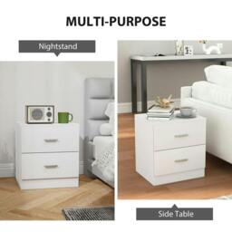 Rackhams Modern Bedside Table, Beside Cabinet with 2 Drawers, for Bedroom, Living Room, White - thumbnail 5