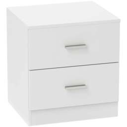Rackhams Modern Bedside Table, Beside Cabinet with 2 Drawers, for Bedroom, Living Room, White - thumbnail 1
