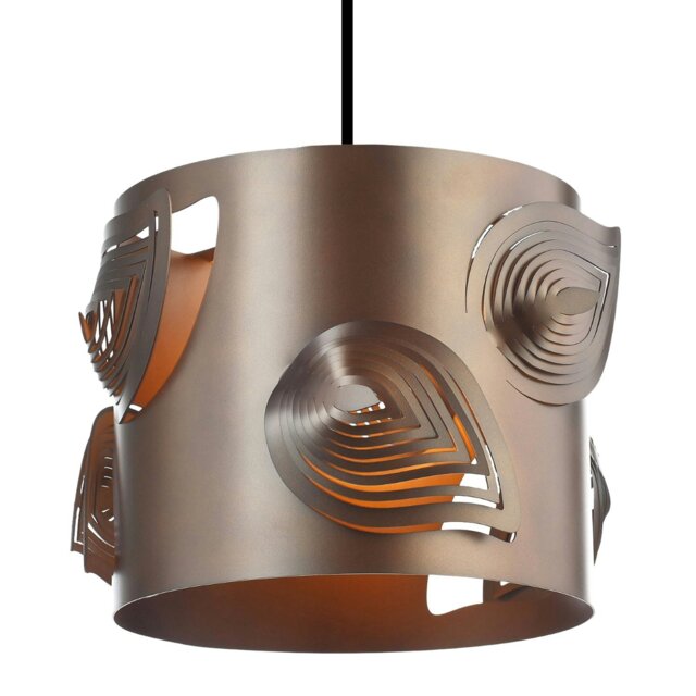 Rackhams Matte Bronze Solid Metal Easy Fit Pendant Shade with Laser Cut Leaves - image 1