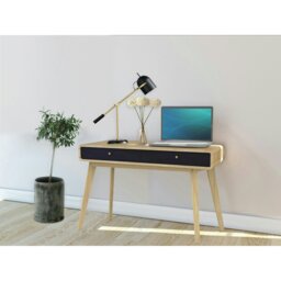 Rackhams Cassie Desk 2 Drawers OakBlack120x50x79cm - Black - thumbnail 2