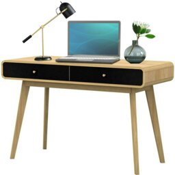 Rackhams Cassie Desk 2 Drawers OakBlack120x50x79cm - Black - thumbnail 4