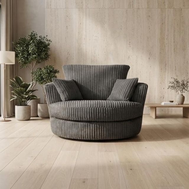 Rackhams Chicago Full Back Living Room Furniture Range - Storm Grey - Swivel Chair - image 1