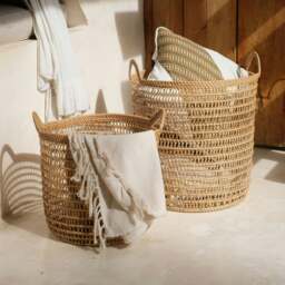 Rackhams Rattan Laundry basket for blankets - Natural - 35 - thumbnail 1