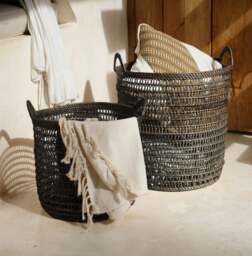 Rackhams Rattan Laundry basket for blankets - Natural - 35 - thumbnail 2