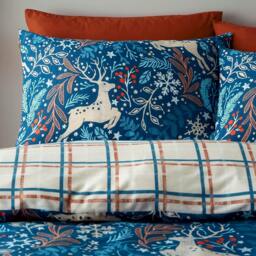 Rackhams Winter Stags Duvet Cover Set - Blue - Double - thumbnail 3