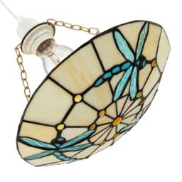 Rackhams Aqua Sky Blue and Emerald Green Dragonfly Tiffany Glass Pendant Shade - thumbnail 5