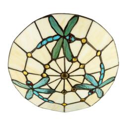 Rackhams Aqua Sky Blue and Emerald Green Dragonfly Tiffany Glass Pendant Shade - thumbnail 4