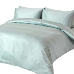 Rackhams Organic 400 TC Egyptian Cotton Sateen Duvet Cover Set - Duck Egg Blue - Single