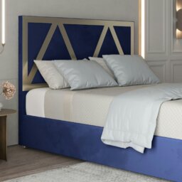 Rackhams Alison Upholstered Soft Velvet Metal Bed Frame - Blue - Blue - Super king - thumbnail 2