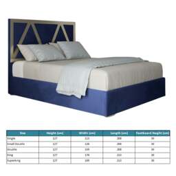 Rackhams Alison Upholstered Soft Velvet Metal Bed Frame - Blue - Blue - Super king - thumbnail 4