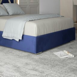 Rackhams Alison Upholstered Soft Velvet Metal Bed Frame - Blue - Blue - Super king - thumbnail 3