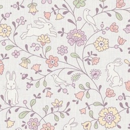 Rackhams Liberty Floral Bunny Trail Nursery Textured Wallpaper Lilac - thumbnail 3