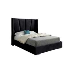 Rackhams Bellini Wide Curved Winged Upholstered Soft Velvet Bed Frame - Black - Black - Small single - thumbnail 6
