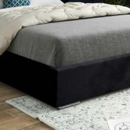 Rackhams Bellini Wide Curved Winged Upholstered Soft Velvet Bed Frame - Black - Black - Small single - thumbnail 3