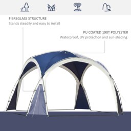 Rackhams Outdoor Gazebo Event Dome Shelter Party Tent for Garden Blue and Grey - thumbnail 3