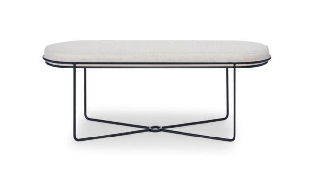 Rackhams Finn Ottoman Stools - Matt Black - Natural Seat Upholstery - image 1
