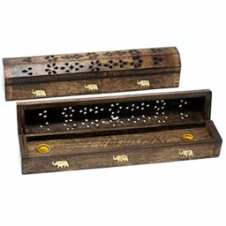 Rackhams Wooden Incense Burner Stick Holder Coffin Box- Ash Catcher with Brass Inlay for Home Utilities & Accessories, Meditation & Home Fragrance Products - thumbnail 1