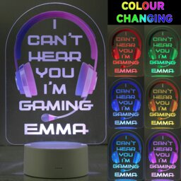 Rackhams Personalised Pink Gaming LED Colour Changing Night Light - thumbnail 2