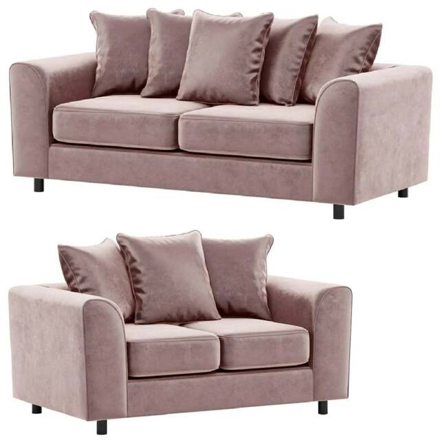 Rackhams Brooklyn Full Foam Plush Velvet Sofa Suite - Pink - image 1