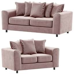 Rackhams Brooklyn Full Foam Plush Velvet Sofa Suite - Pink - thumbnail 1