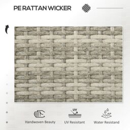 Rackhams Rattan Garden Bench w/ Glass Tea Table, Wicker Chair w/ Cushions Grey - 137W x 59D x 82H cm - Grey - thumbnail 4