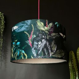 Rackhams Handmade Velvet Lampshade in Wild Wood - Ceiling Pendant / Arc Lamp - 45cm diameter x 25cm Height (18″ x 10″) - thumbnail 1