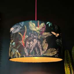 Rackhams Handmade Velvet Lampshade in Wild Wood - Ceiling Pendant / Arc Lamp - 45cm diameter x 25cm Height (18″ x 10″) - thumbnail 2
