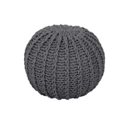Rackhams Cable Knit Round Pouffe Chunky Seat Footstool Ottoman 100% Cotton Handmade - Ochre - thumbnail 2
