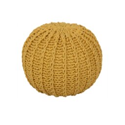 Rackhams Cable Knit Round Pouffe Chunky Seat Footstool Ottoman 100% Cotton Handmade - Ochre