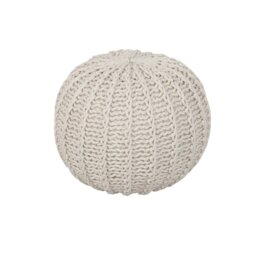 Rackhams Cable Knit Round Pouffe Chunky Seat Footstool Ottoman 100% Cotton Handmade - Ochre - thumbnail 3