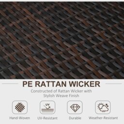 Rackhams 8Pcs Patio Rattan Sofa Set Garden Furniture Side Table - Dark brown - Steel, PE rattan, Polyester - 58cm x 58cm x 37cm - thumbnail 3