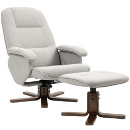 Rackhams Swivel Recliner Chair and Footstool Linen-touch Fabric - Linen(100% polyester) - Grey - thumbnail 6
