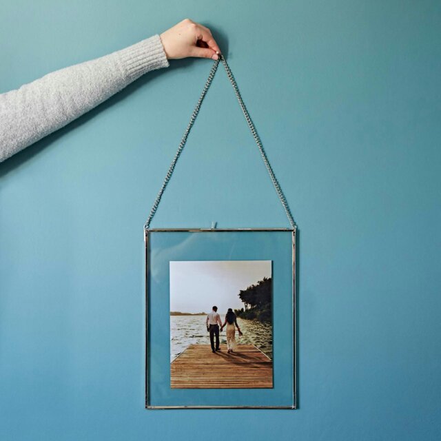 "Rackhams Dia Silver Recycled Glass Hanging Photo Frame - 13"" x 11"" - Portrait"